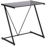 HOMCOM Escritorio Mesa de Ordenador 80x50x75 cm con Encimera de Vidrio Templado y Patas de Metal Carga 80 kg Estilo Moderno para Oficina Estudio Dormitorio Negro