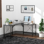 HomCom masa birou, forma de L, 150x150x76cm, neagra