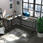 Vinsetto Birou pe Colt in Lemn Granulat si Metal Negru 168 x 120 75 cm