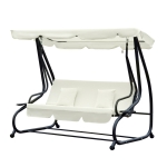 Outsunny Balancelle de Jardin Convertible 3 Places Beige