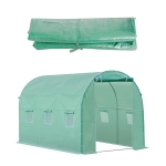 Outsunny Cubierta de Repuesto para Invernadero 300x200x200cm Tipo Túnel Carpa de Invernadero con 6 Ventanas y Puerta para Jardín Huerto Anti-UV PE Verde