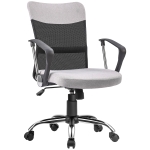 Vinsetto Silla de Oficina Ergonómica Silla de Escritorio Basculante y Giratoria con Altura Ajustable del Asiento Reposabrazos y Ruedas 57x57x93-103 cm Gris