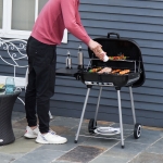 Outsunny barbecue din metal cu capac, 54x54x14cm, negru