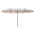 Outsunny Sombrilla Parasol Doble para Jardín 4,6x2,7x2,4 m Sombrilla Gigante Anti UV con Manivela para Exterior Patio Terraza Piscina Color Beige