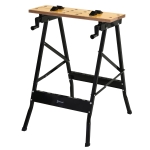 DURHAND Mesa de Trabajo Plegable Banco de Trabajo con Abrazadera 2 Manivelas Como Caballete de Sierra Carpintero Hierro MDF 60,5x62,5x78,5cm