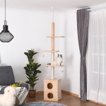 PawHut Tiragraffi a Soffitto Multilivello 210-240cm con Corde in Juta Giallo