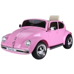 HOMCOM Kinderauto Volkswagen Beetle mit Dreipunkt-Gurt Licht Musik