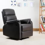 Homcom Fotoliu Relax Rabatabil Manual in Piele Sintetica, Maro, 75x92x99cm