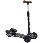 HOMCOM Patinete para Niños Scooter Plegable con Altura Ajustable de 4 Niveles y Música Luces y Nebulizador de agua +3 Años 61x26x63-81 cm Negro