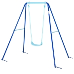 Outsunny Columpio Metal para Niños con Soporte +3 Años Juego de Columpio con Asiento y Cuerda Infantil para Jardín Patio Carga Máx. 30 kg 140x120x170 cm Azul