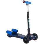 HOMCOM Patinete para Niños Scooter Plegable con Altura Ajustable de 4 Niveles y Música Luces y Nebulizador de agua +3 Años 61x26x63-81 cm Azul