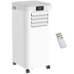 HOMCOM Aire Acondicionado Portátil 8000Btu 4 en 1 Refrigerador Ventilador Deshumidificador 2 Velocidades con Pantalla LED Control Remoto Temporizador Silencioso 900W 38x35x70,5 cm Blanco