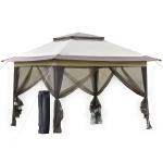 Outsunny opvouwbare paviljoen pop-up tent met incl. roltas Steel+Oxford+Mesh Brown