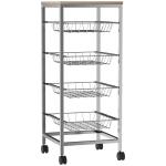 HomCom Carrinhos de cozinha com rodinhas 5 níveis de carga 20kg 36,5x36,5x89 cm