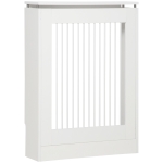 HOMCOM Copritermosifone a Doghe Moderno ed Elegante per la Casa, in MDF e Acciaio, 60x18x84cm, Bianco