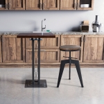 HOMCOM Sgabello da Bar Alto in Stile Industriale in Metallo e Legno Regolabile in Altezza 49-64cm