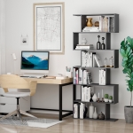 HomCom biblioteca moderna, din lemn, 80x24x191cm, neagra