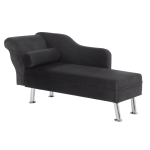 Homcom Chaise Longue Divano con Cuscino Rotondo in Flanella, Nero, 160x56x75cm