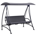 Outsunny Dondolo da Giardino 3 Posti in Rattan PE con Tettuccio Regolabile e Cuscino, Grigio