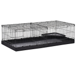 PawHut Gabbia per roditori in Metallo e Tela, Nera, 118x59x36cm