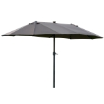 Outsunny parasol met LED dubbele parasol 440 x 260 cm tuinparasol grijs