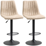 HOMCOM Sgabelli da Bar Set 2 Pezzi ad Altezza Regolabile, in Acciaio e Poliestere, 47.5x57.5x95-116 cm, Marrone