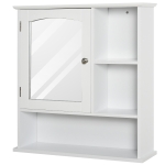 kleankin Gabinete de banheiro com grande espelho com prateleira ajustável interna e prateleiras abertas 60x18x63 cm Branco