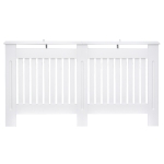 HOMCOM Slatted Radiator Cover Painted Cabinet MDF Lined Grill in White (152L x 19W x 81H cm)