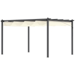 Outsunny Pérgola de Aluminio 4x3 m Cenador de Jardín con Techo Retráctil Tela de Poliéster y 8 Orificios de Drenaje para Patio Terraza Exterior Crema