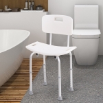 HomCom, scaun cu spatar pentru dus, 55X50.6X67,5-85,5 cm