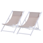 Outsunny Set 2 Sedie Sdraio Pieghevoli in Alluminio e texteline Beige