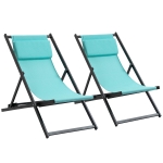 Outsunny Set 2 Sedie Sdraio Pieghevoli in Alluminio e texteline Azzurro