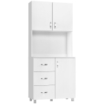 Homcom Credenza in Legno Bianco con 2 Armadietti 1 Ripiano Aperto e 3 Cassetti