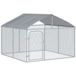 PawHut Recinto per Cani da Esterno, Recinto per Animali con Copertura Impermeabile, 230x230x175cm