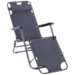 Outsunny Lettino Sdraio Pieghevole da Giardino Piscina con Braccioli Grigio