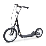 HOMCOM Teen Scooter Push Kick Scooters for Kids with Rubber Wheels Adjustable Handlebar Front Rear Dual Brakes Kickstand, for 5+ Years, Black