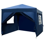Outsunny 3 x 3 Meters Pop Up Water Resistant Gazebo Wedding Camping Party Tent Canopy Marquee - Blue + Free Carry Bag + 2 walls 2 windows