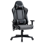 Fauteuil de bureau gamer réglable avec coussins polyester gris noir