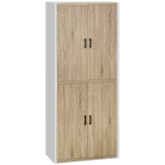 Homcom Dulap de Depozitare 4 Usi si 4 Rafturi Reglabile 80x40x182 cm – Crem/Alb