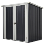 Outsunny Magazie de gradina din tabla de otel , sopron cu usa dubla cu sistem de blocare, 147x86x134cm, alb-negru