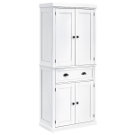 HOMCOM Dulap de bucatarie cu dulap superior si inferior si sertar central din MDF, placi aglomerate si metal, 76x40,5x184cm, alb