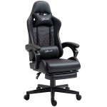 Fauteuil de bureau gamer revêtement synthétique noir surpiqûres rouge