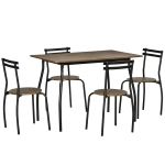HOMCOM Set masa dreptunghiulara cu 4 scaune pentru sufragerie, bucatarie, living, maro si negru