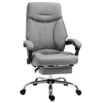 Fauteuil de bureau dossier réglable repose-pied tissu chanvre gris