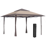 OUTSUNNY 4 x 4m Pop-up Canopy Gazebo Tent with Roller Bag & Adjustable Legs Outdoor Party, Steel Frame, Brown