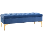HOMCOM zitbank bedbank schoenenbank verhoogde poten fluweel blauw