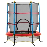 HOMCOM Trampoline Enfant Ø 1,65 × 1,62H m Filet de sécurité Porte zipée Couvre-Ressorts 6 poteaux rembourrés Inclus Noir Rouge Bleu
