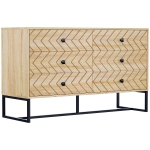 HOMCOM Mueble Auxiliar salón Cajonera Cómoda Muebles con 6 Cajones Deslizables Mesilla de Noche Organizador Almacenaje Oficina 120x39,5x71cm Madera Natural