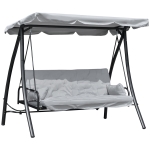 Outsunny Hollywoodschaukel mit Liegefunktion Metall+Polyester Grau 2,09 x 1,14 x 1,70 m