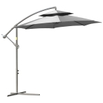 Outsunny Sonnenschirm Ampelschirm Ø2,67 x 2,7 m Kurbelschirm mit Doppeldach Kreuzbasis Stahl Outdoor Sonnenschutz Polyester Stahl Hellgrau